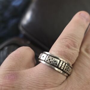 Silver DICE Spinner Ring Size